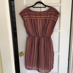 Maroon, orange, brown striped dress
